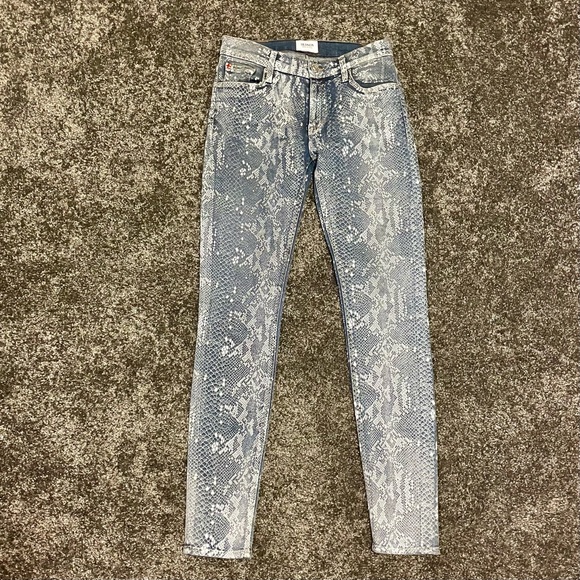 Hudson Nico Snakeskin Mid Rise Super Skinny Jeans - Picture 3 of 10